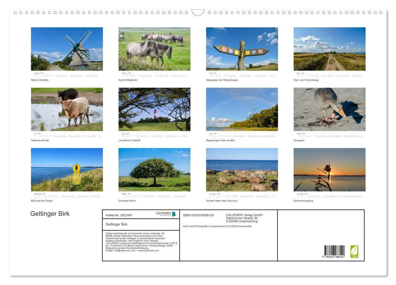 Bild: 9783516088120 | Geltinger Birk (Wandkalender 2026 DIN A2 quer), CALVENDO...