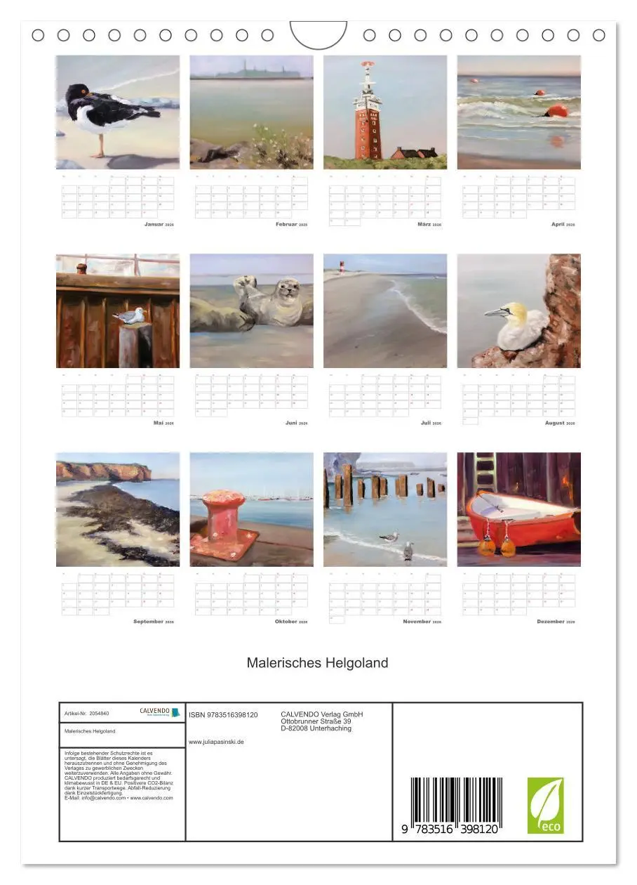 Bild: 9783516398120 | Malerisches Helgoland (Wandkalender 2026 DIN A4 hoch), CALVENDO...