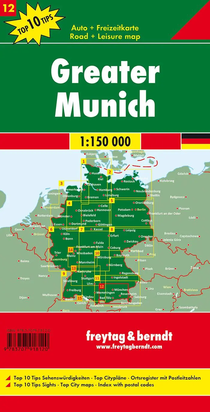 Rückseite: 9783707918120 | freytag &amp; berndt Straßenkarte Rund um München 1:150.000 | (Land-)Karte