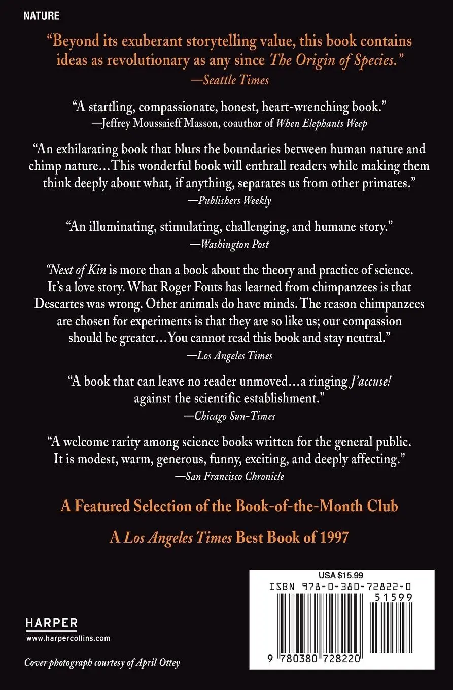 Rückseite: 9780380728220 | Next of Kin | My Conversations with Chimpanzees | Roger Fouts | Buch