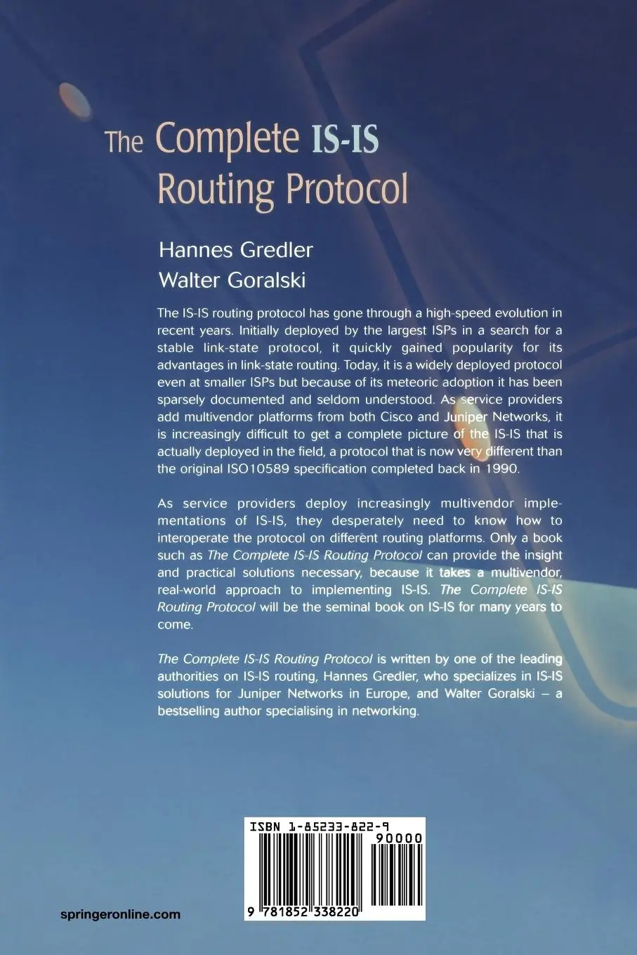 Rückseite: 9781852338220 | The Complete IS-IS Routing Protocol | Walter Goralski (u. a.) | Buch