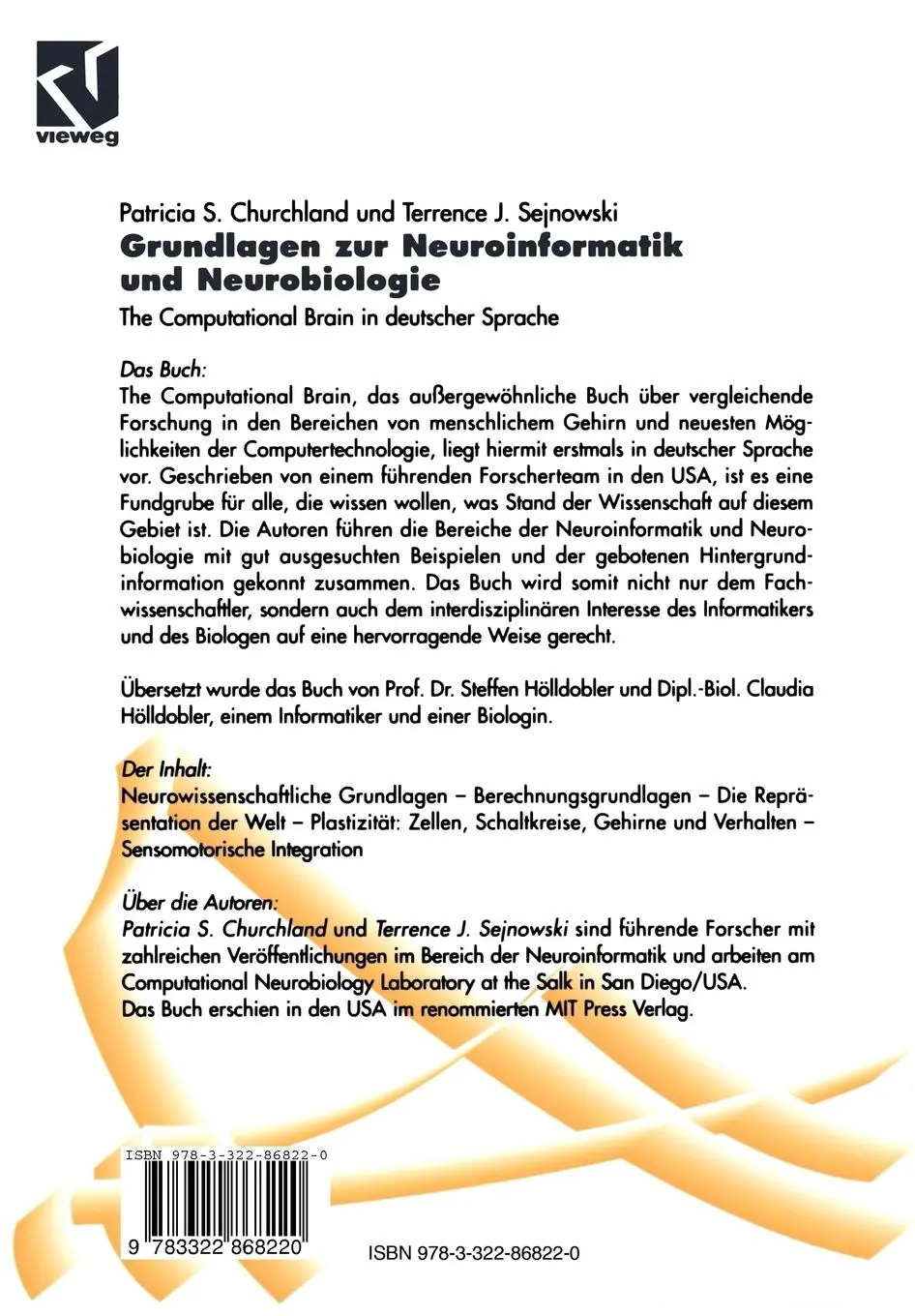 Rückseite: 9783322868220 | Grundlagen zur Neuroinformatik und Neurobiologie | Churchland (u. a.)