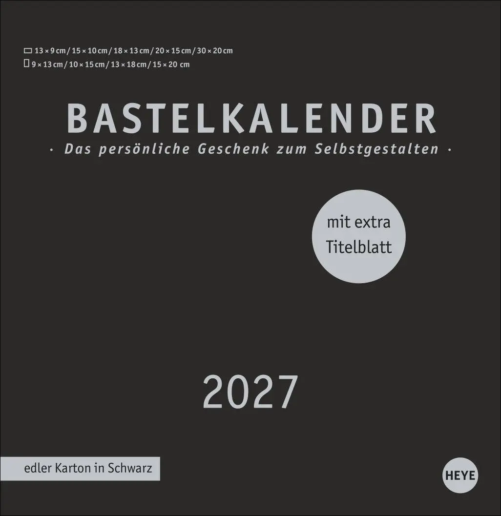 Cover: 9783756418220 | Premium-Bastelkalender schwarz groß 2027 | Kalender | Spiralbindung