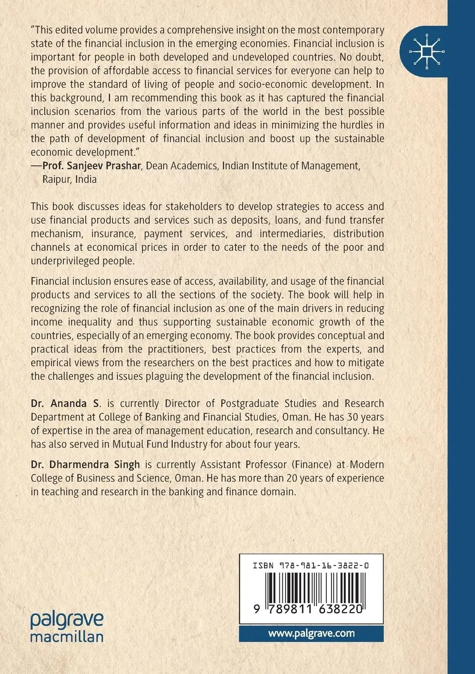 Rückseite: 9789811638220 | Financial Inclusion in Emerging Markets | Ananda S. (u. a.) | Buch