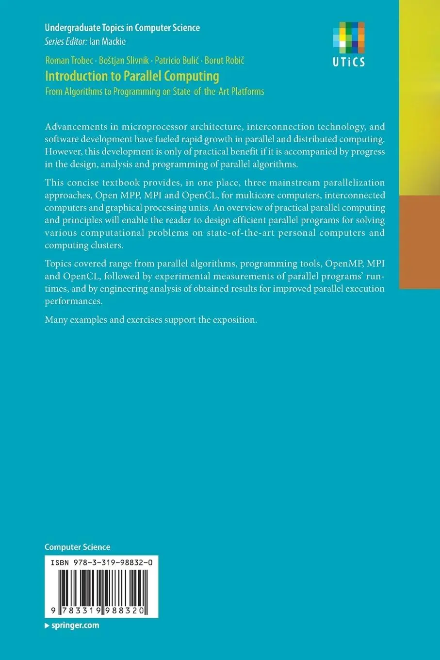 Rückseite: 9783319988320 | Introduction to Parallel Computing | Roman Trobec (u. a.) | Buch | xii