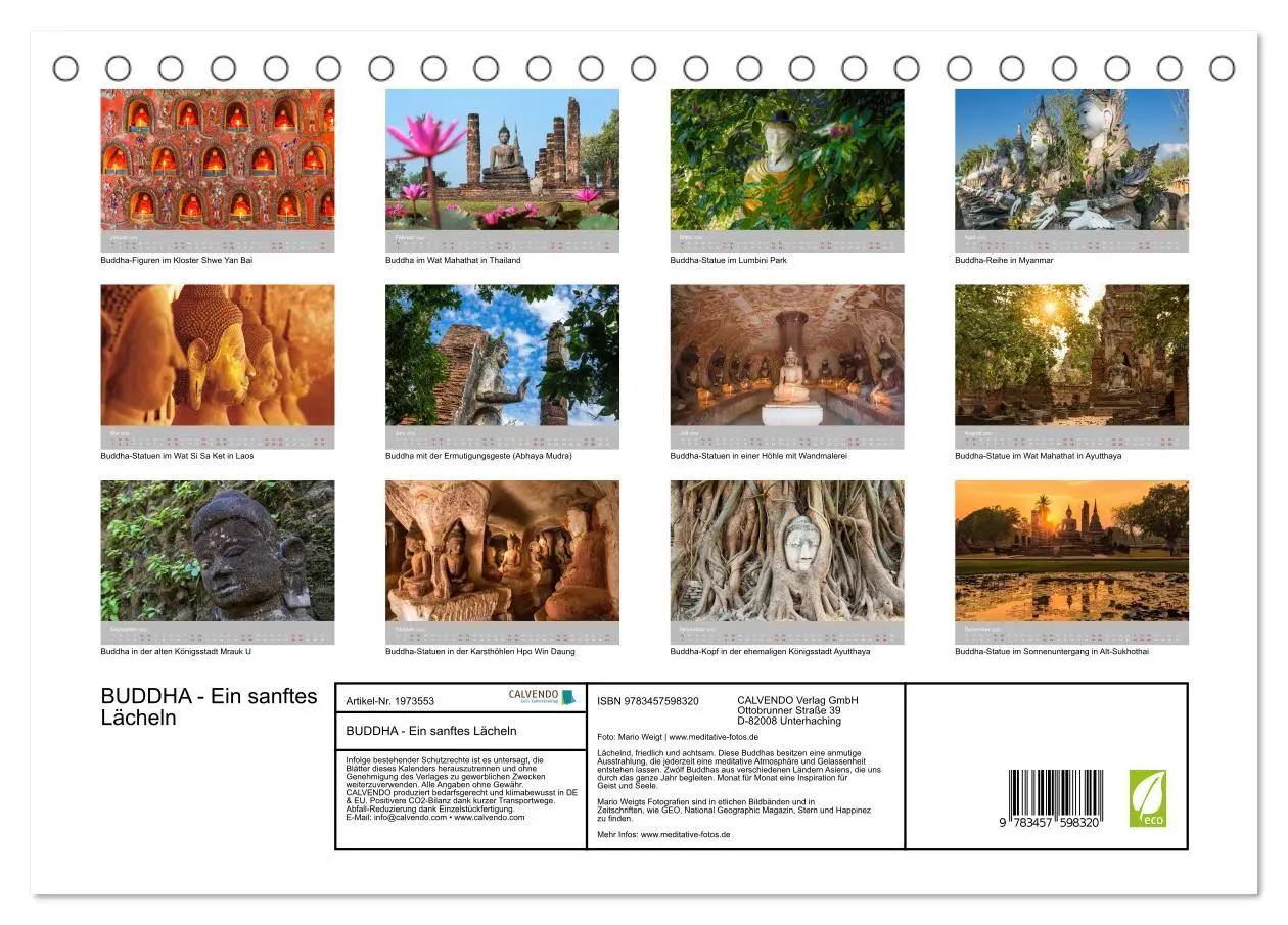 Bild: 9783457598320 | BUDDHA - Ein sanftes Lächeln (Tischkalender 2026 DIN A5 quer),...