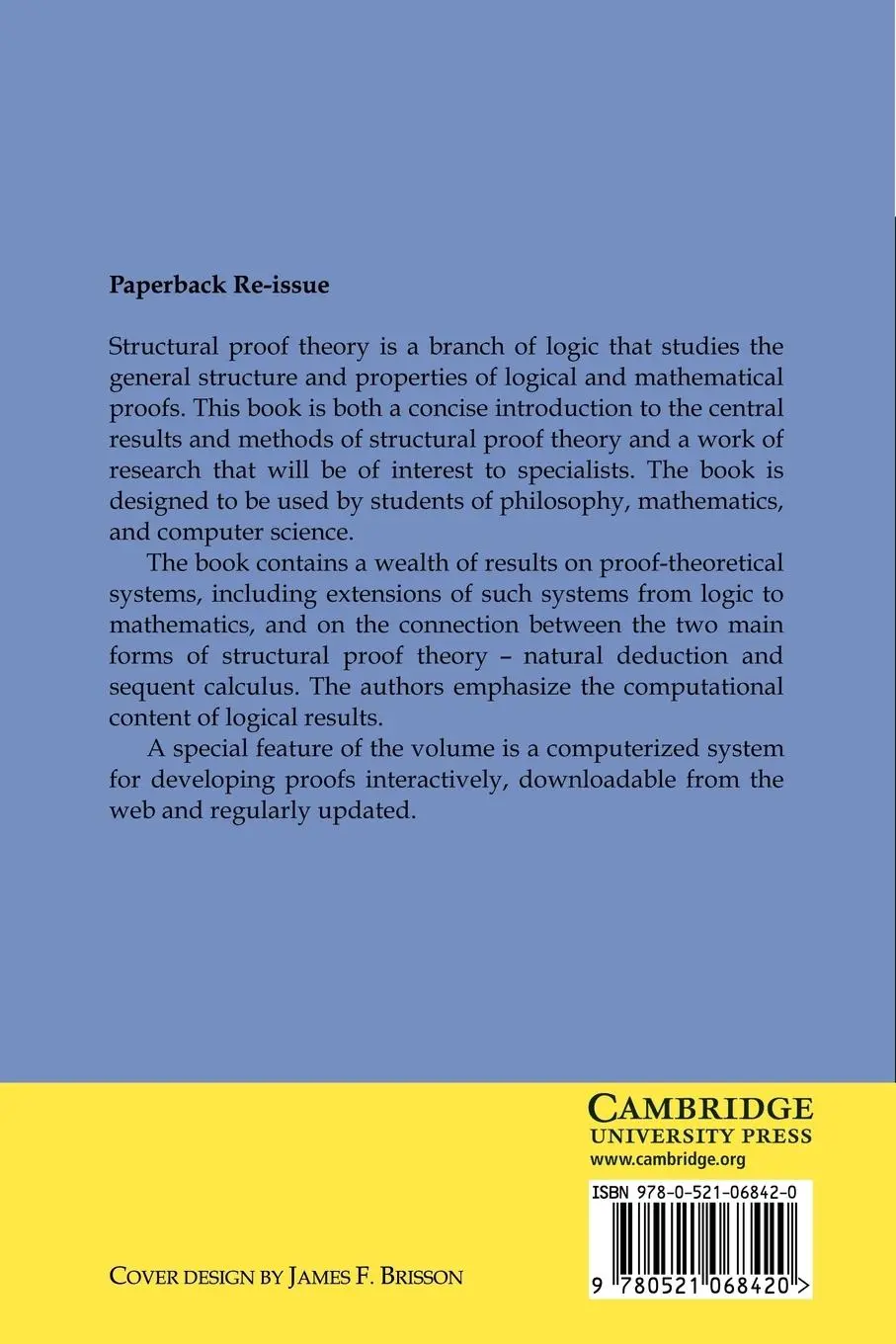 Rückseite: 9780521068420 | Structural Proof Theory | Sara Negri (u. a.) | Taschenbuch | Englisch