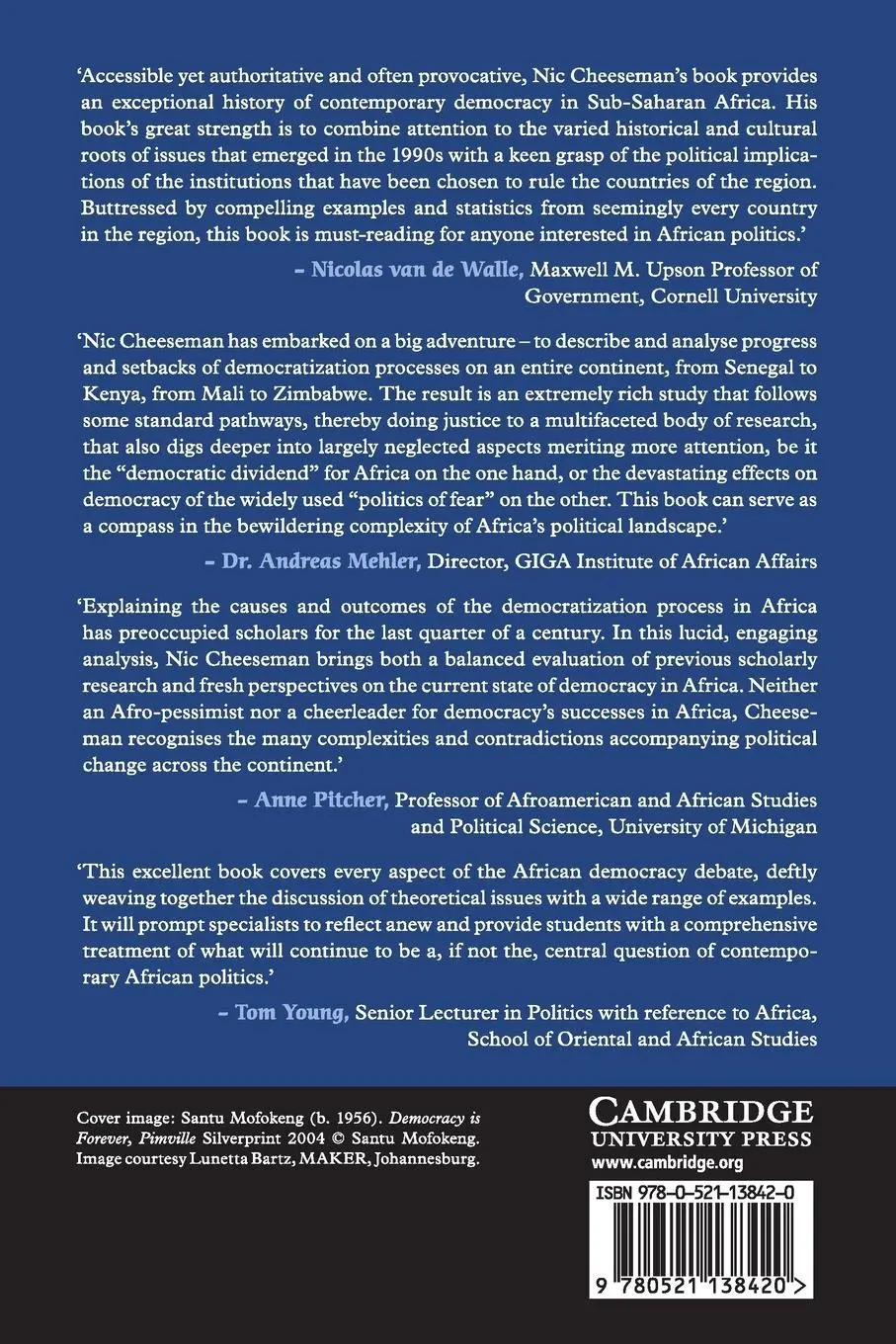 Rückseite: 9780521138420 | Democracy in Africa | Nic Cheeseman | Taschenbuch | Englisch | 2016