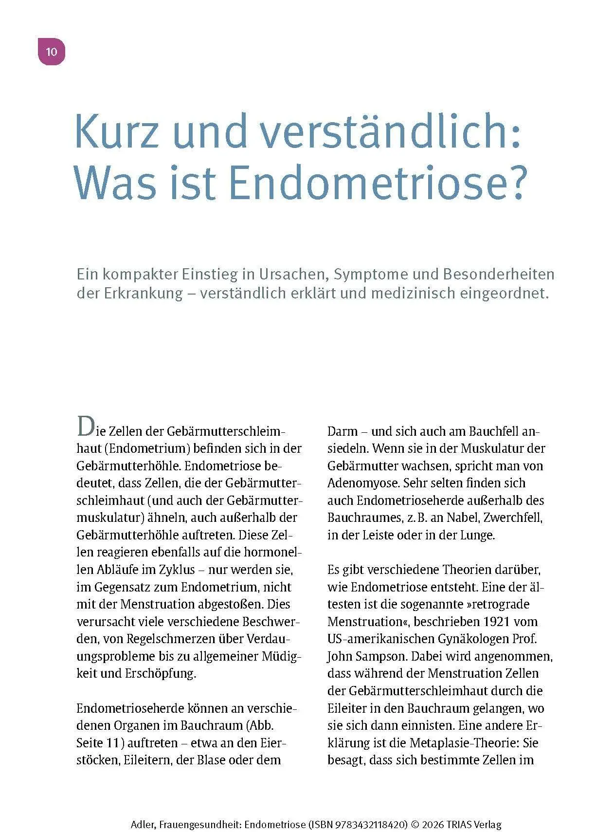 Bild: 9783432118420 | Frauengesundheit: Endometriose | Christine Adler | Taschenbuch | 2026
