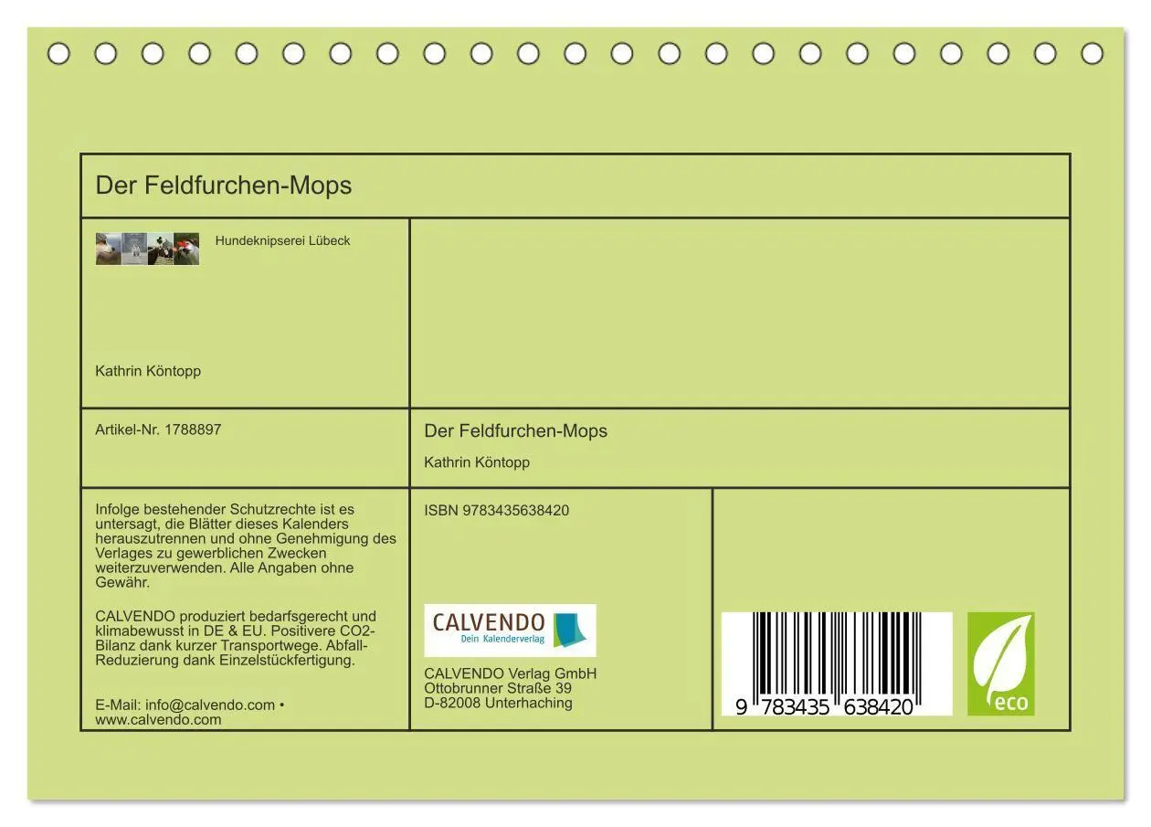 Bild: 9783435638420 | Der Feldfurchen-Mops (Tischkalender 2025 DIN A5 quer), CALVENDO...