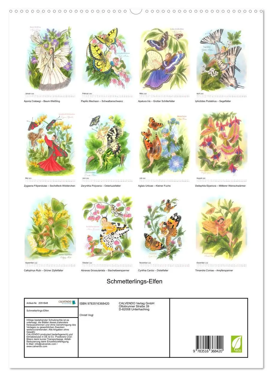 Bild: 9783516368420 | Schmetterlings-Elfen (Wandkalender 2026 DIN A2 hoch), CALVENDO...