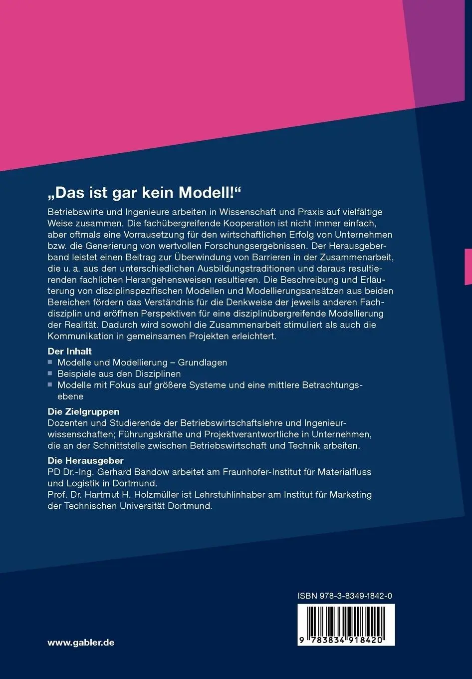 Rückseite: 9783834918420 | "Das ist gar kein Modell!" | Hartmut Holzmüller (u. a.) | Taschenbuch