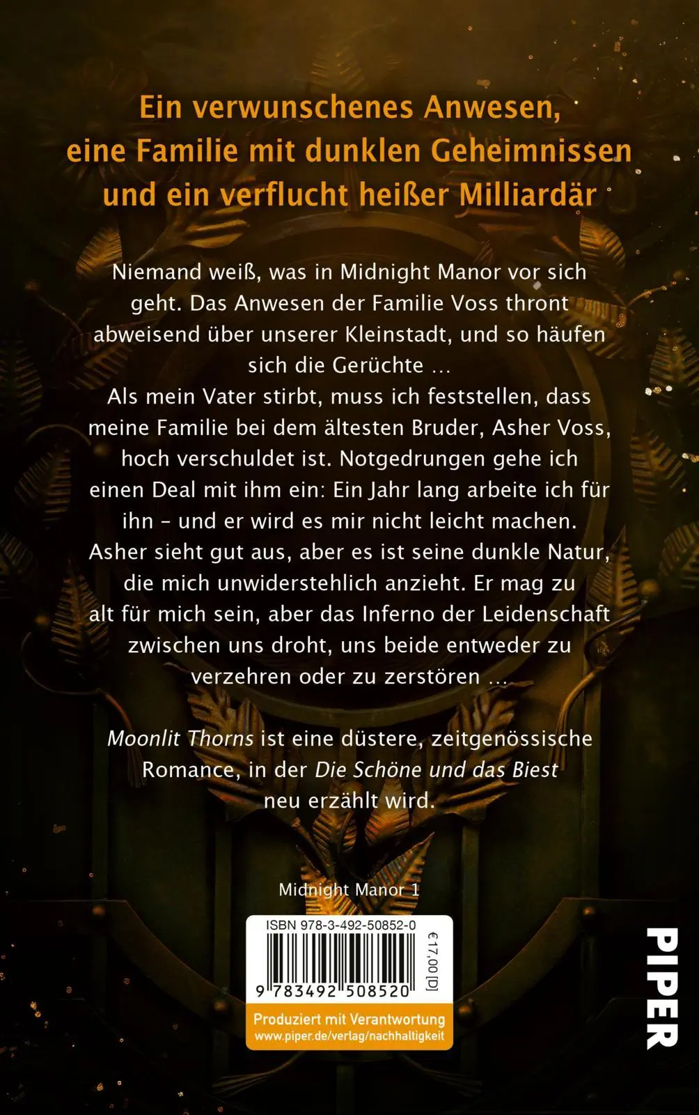 Rückseite: 9783492508520 | Moonlit Thorns | Roman Dark Romance Beauty and the Beast Retelling