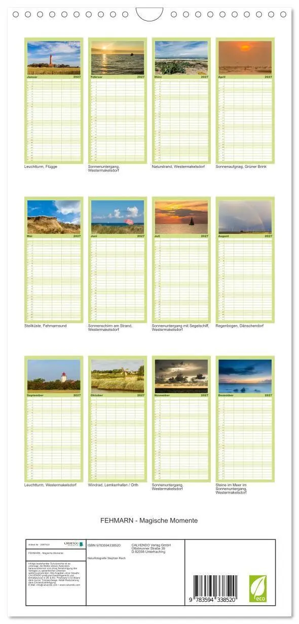Bild: 9783594338520 | Familienplaner 2027 - FEHMARN - Magische Momente mit 5 Spalten...