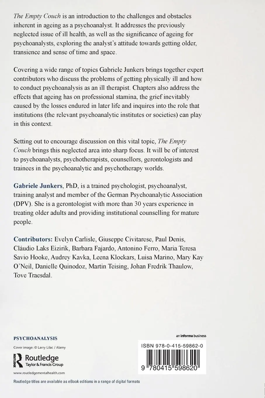 Rückseite: 9780415598620 | The Empty Couch | The taboo of ageing and retirement in psychoanalysis