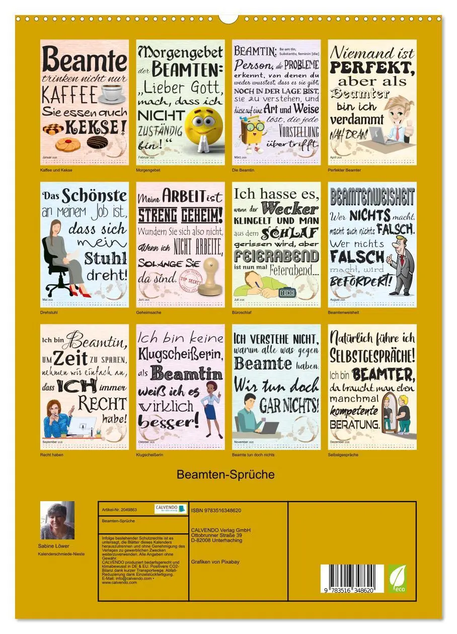 Bild: 9783516348620 | Beamten-Sprüche (hochwertiger Premium Wandkalender 2026 DIN A2...