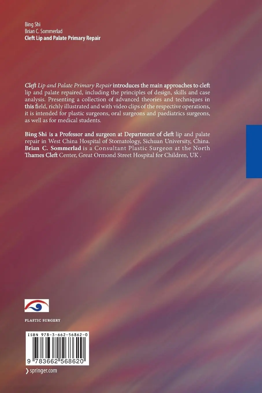 Rückseite: 9783662568620 | Cleft Lip and Palate Primary Repair | Brian C. Sommerlad (u. a.) | xvi