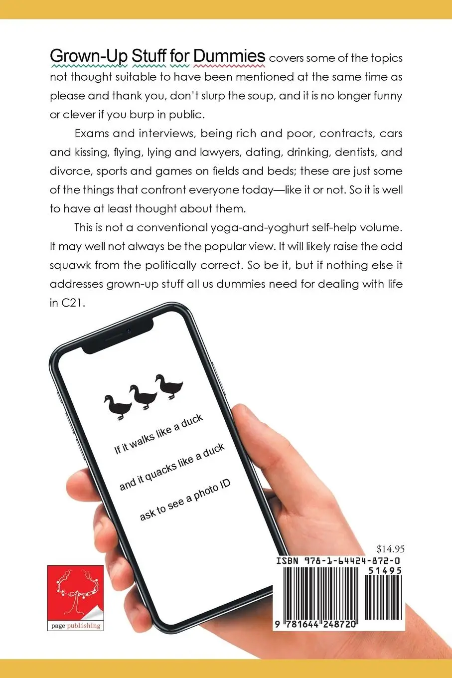 Rückseite: 9781644248720 | Grown Up Stuff for Dummies | Some thoughts for being an adult in C21