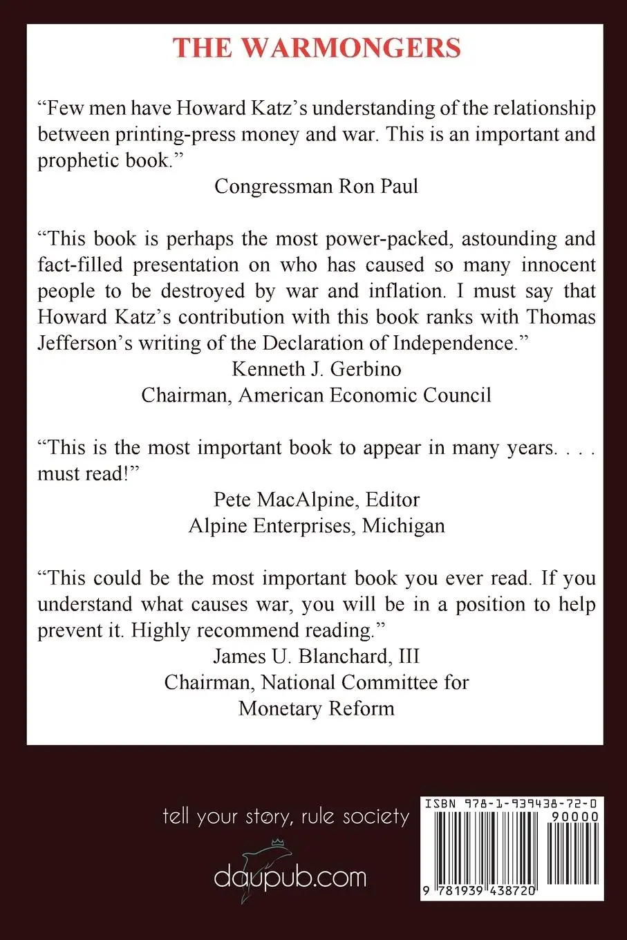 Rückseite: 9781939438720 | The Warmongers | Howard S Katz | Taschenbuch | Kartoniert / Broschiert