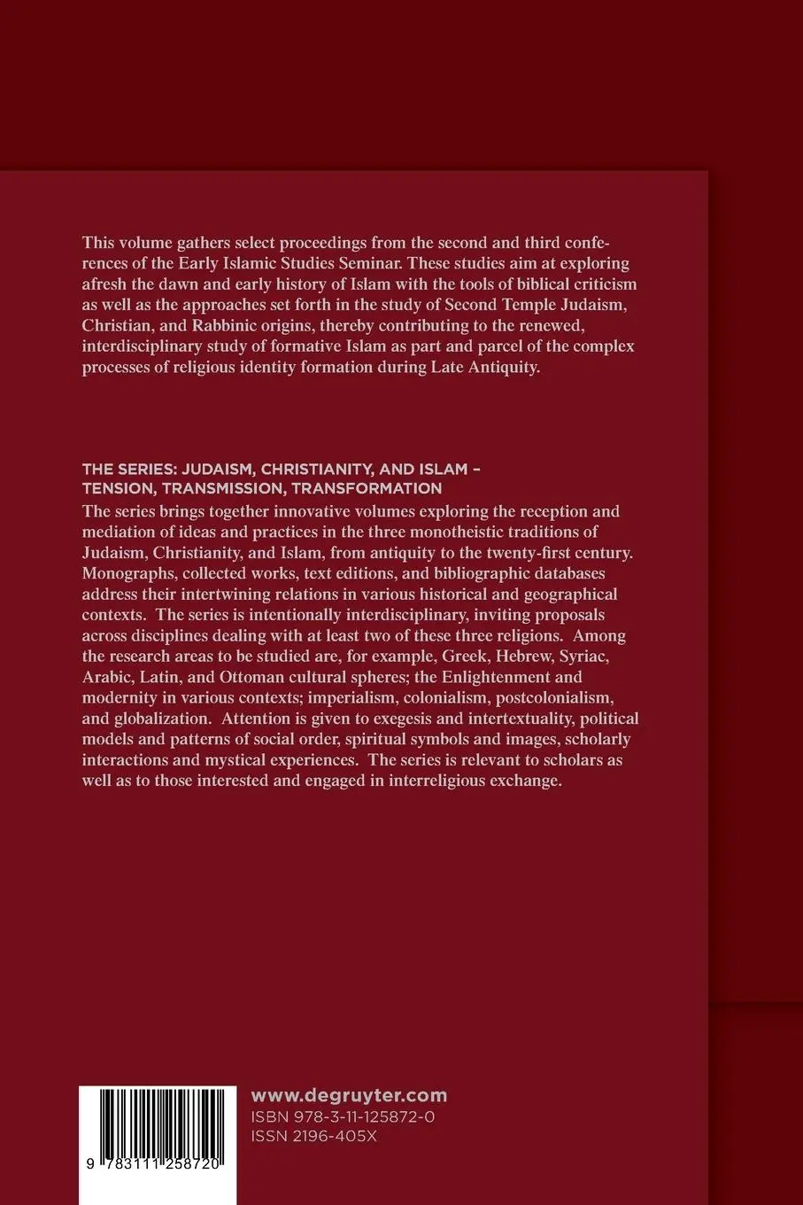 Rückseite: 9783111258720 | The Study of Islamic Origins | New Perspectives and Contexts | Buch