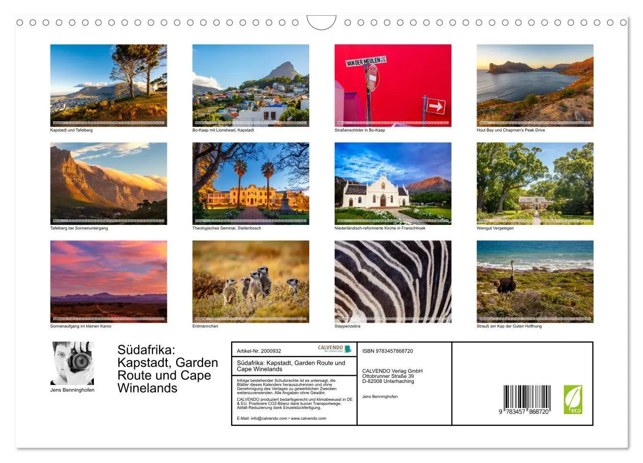 Bild: 9783457868720 | Südafrika: Kapstadt, Garden Route und Cape Winelands (Wandkalender...