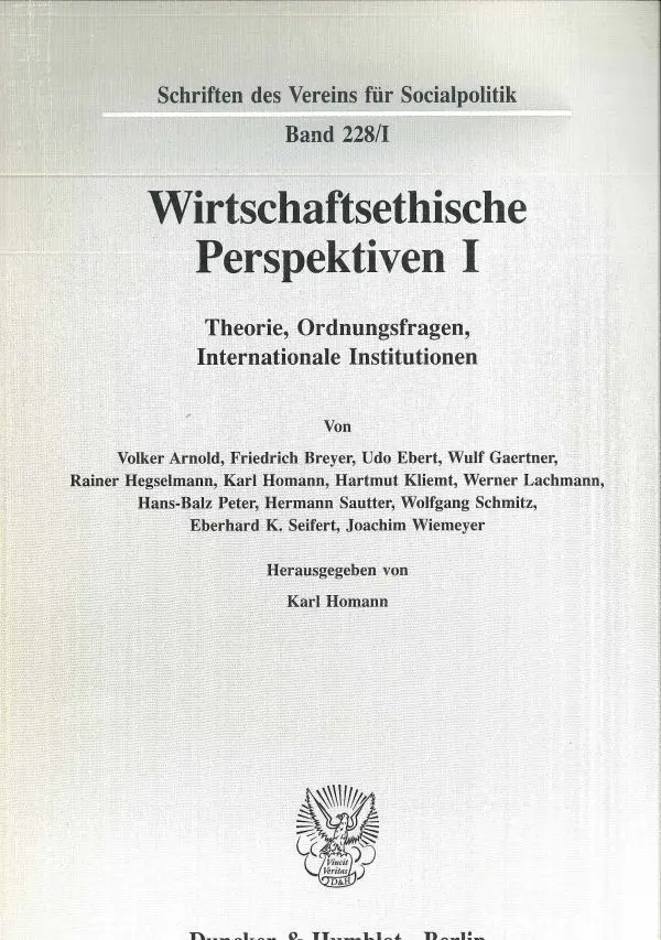 Cover: 9783428078820 | Wirtschaftsethische Perspektiven I. | Karl Homann | Taschenbuch | 1994