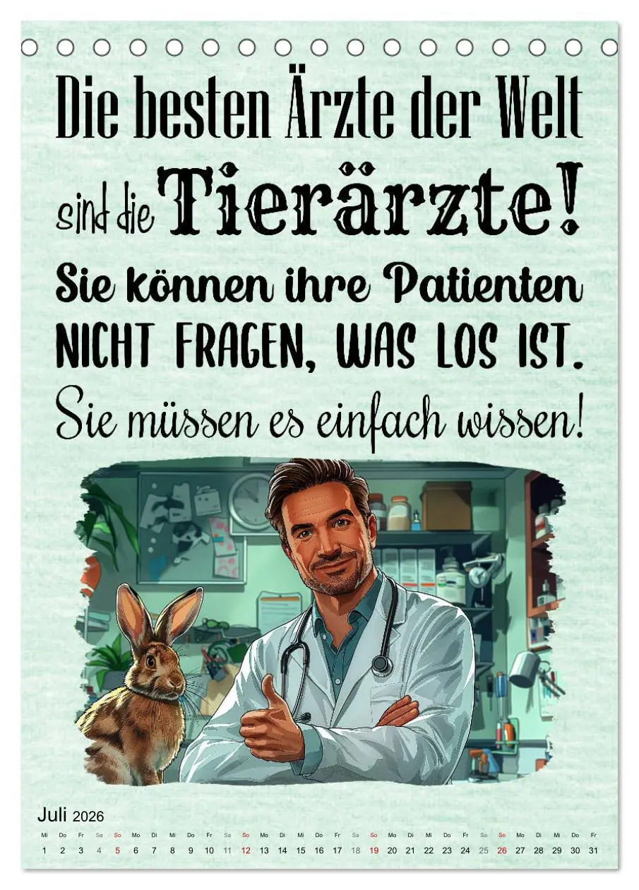 Bild: 9783516258820 | Tierarztsprüche (Tischkalender 2026 DIN A5 hoch), CALVENDO...