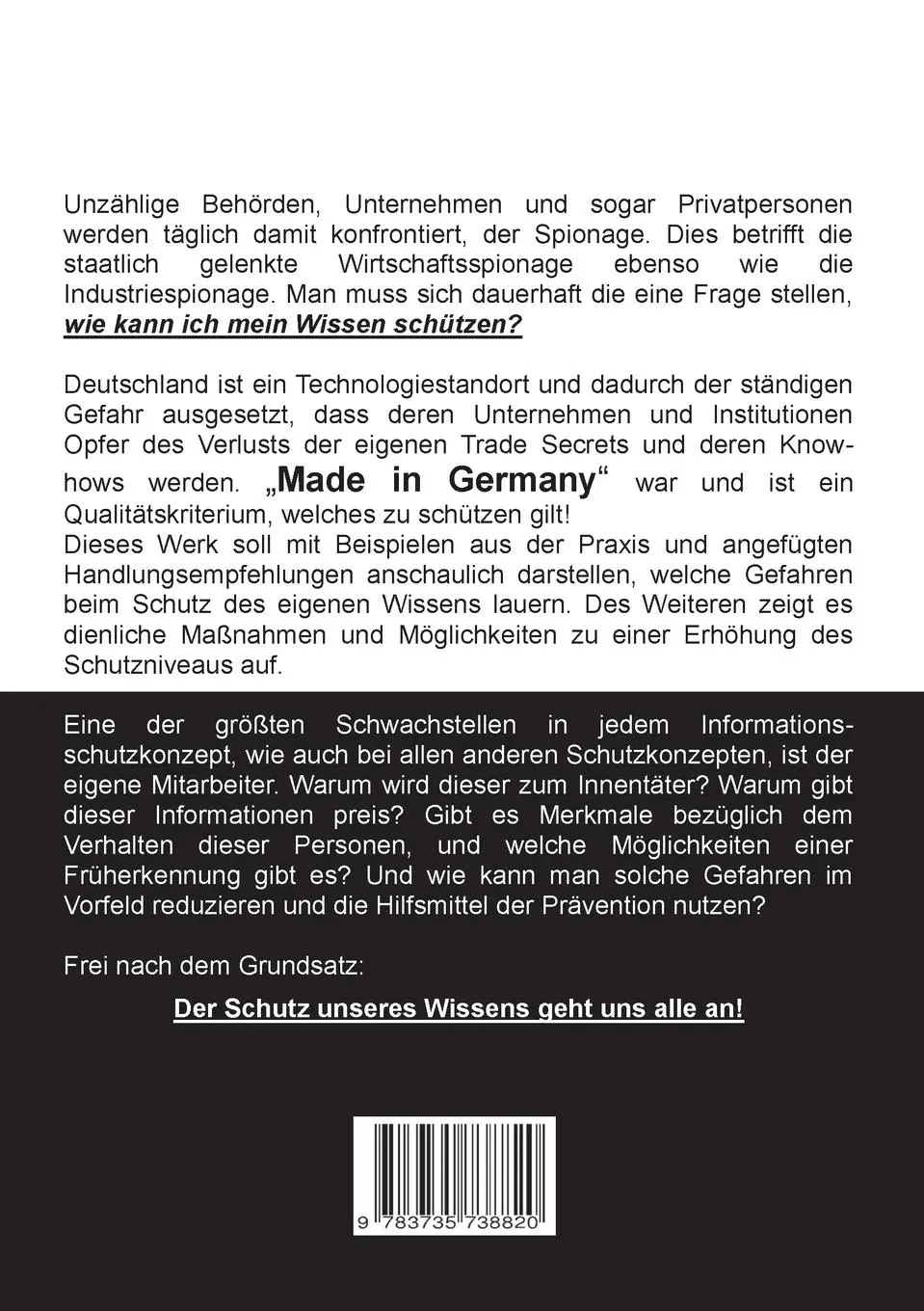 Rückseite: 9783735738820 | Informationsschutz im Unternehmen | Simon Kirsch | Taschenbuch | 2014