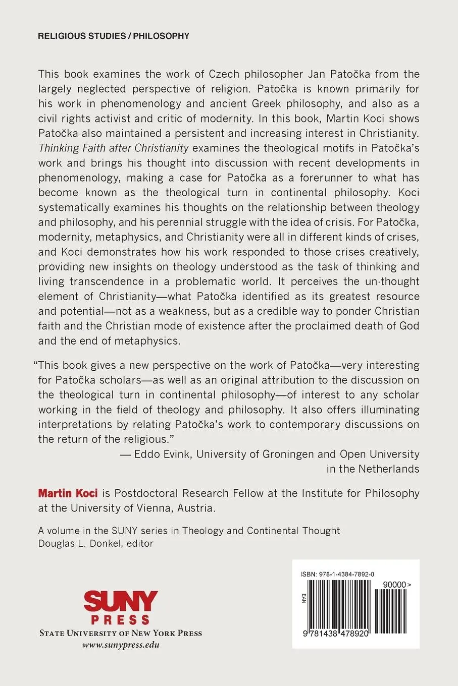 Rückseite: 9781438478920 | Thinking Faith after Christianity | Martin Koci | Taschenbuch | 2021