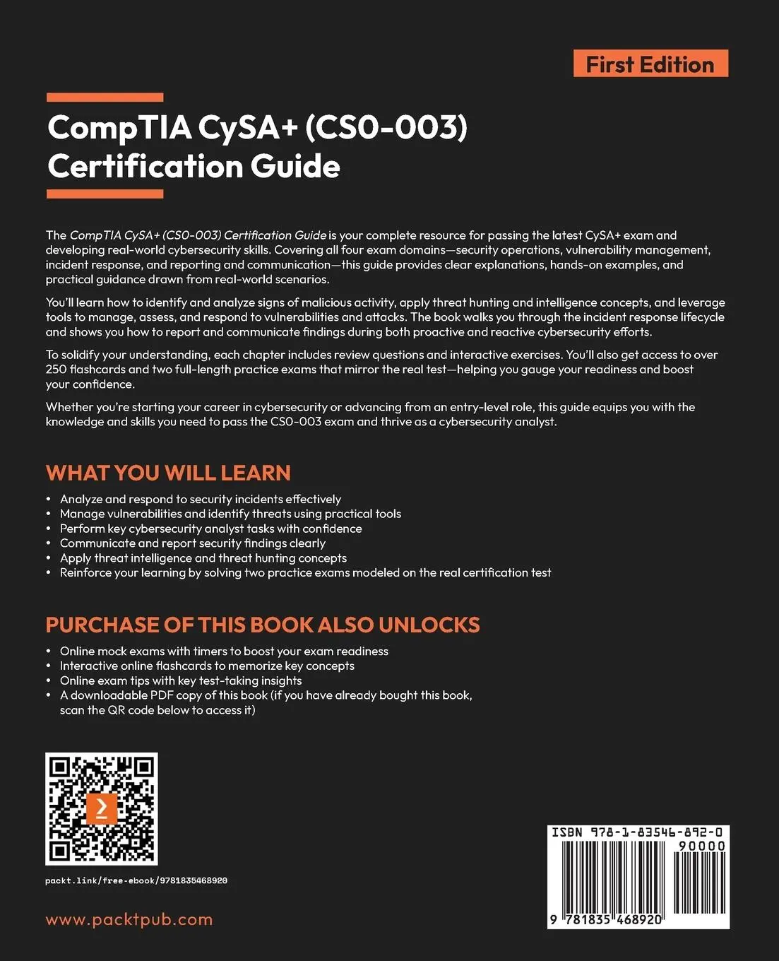 Rückseite: 9781835468920 | CompTIA CySA+ (CS0-003) Certification Guide | Jonathan Isley | Buch