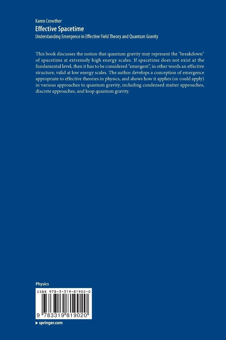 Rückseite: 9783319819020 | Effective Spacetime | Karen Crowther | Taschenbuch | ix | Englisch