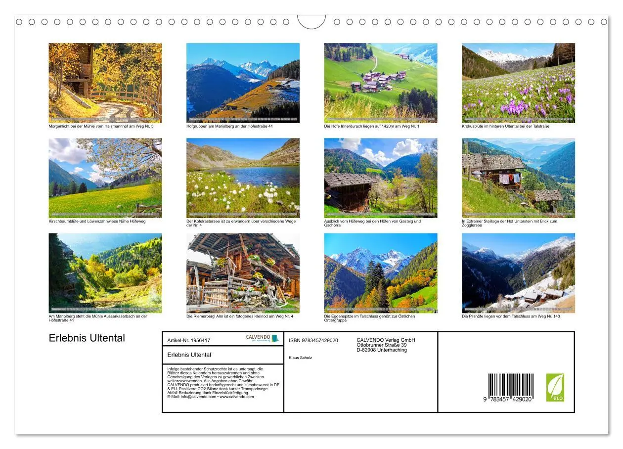 Bild: 9783457429020 | Erlebnis Ultental (Wandkalender 2026 DIN A3 quer), CALVENDO...