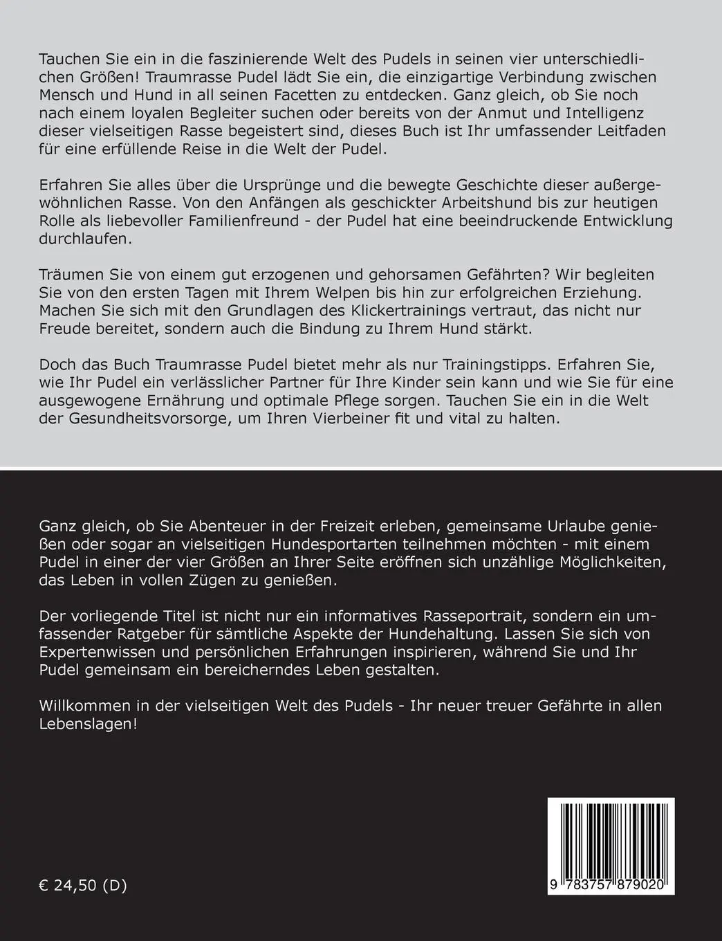 Rückseite: 9783757879020 | Traumrasse: Pudel | Großpudel Kleinpudel Zwergpudel Toypudel | Zeller