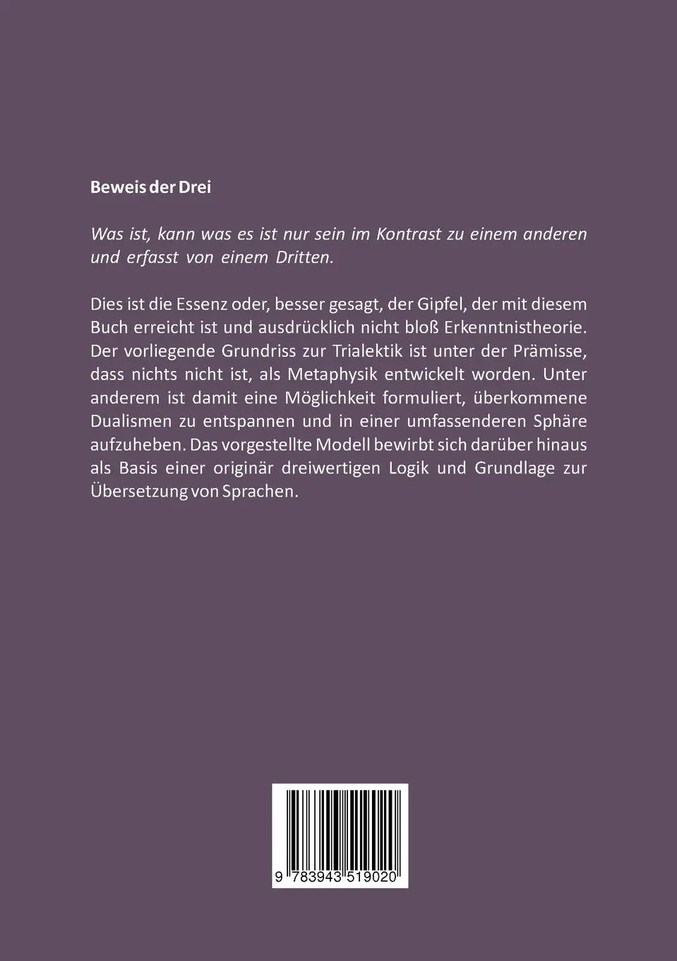 Rückseite: 9783943519020 | Trialektik | Pierre Kynast | Taschenbuch | Paperback | 132 S. | 2013