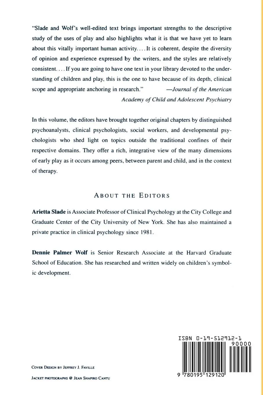 Rückseite: 9780195129120 | Children at Play | Arietta Slade (u. a.) | Taschenbuch | Englisch