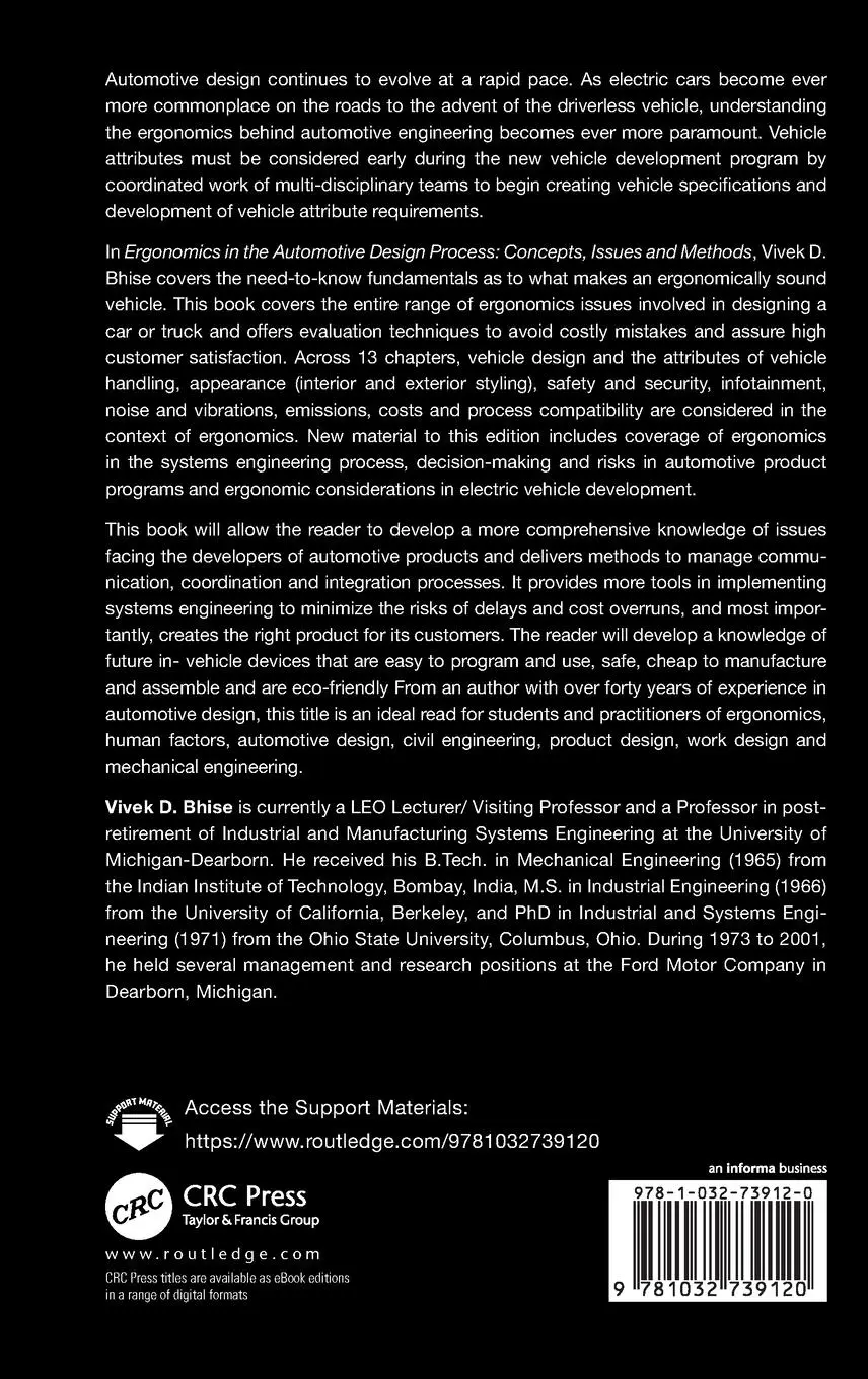 Rückseite: 9781032739120 | Ergonomics in the Automotive Design Process | Vivek D. Bhise | Buch