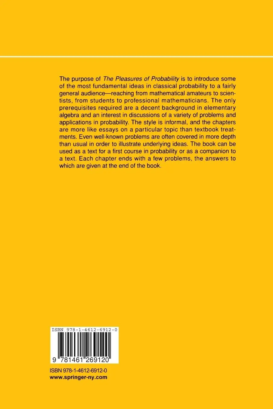 Rückseite: 9781461269120 | The Pleasures of Probability | Richard Isaac | Taschenbuch | xv | 2012