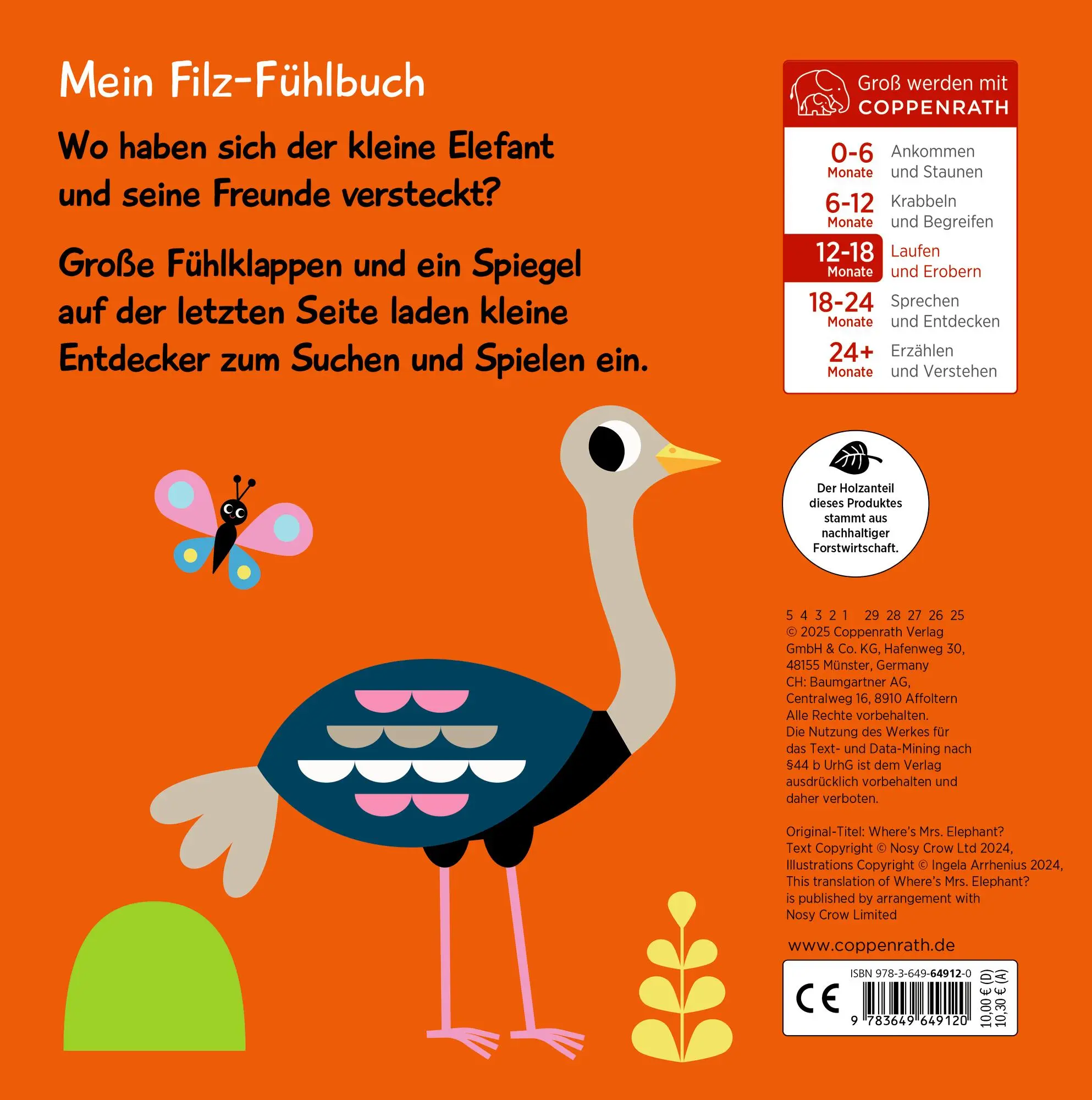 Rückseite: 9783649649120 | Mein Filz-Fühlbuch: Kuckuck, kleiner Elefant! | Ingela P. Arrhenius