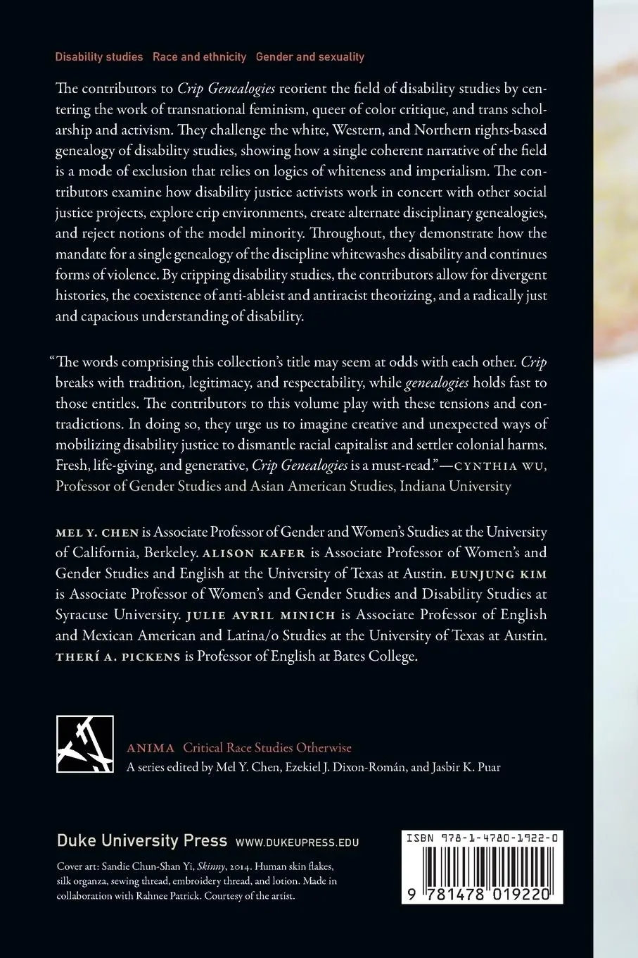 Rückseite: 9781478019220 | Crip Genealogies | Mel Y. Chen | Taschenbuch | Kartoniert / Broschiert