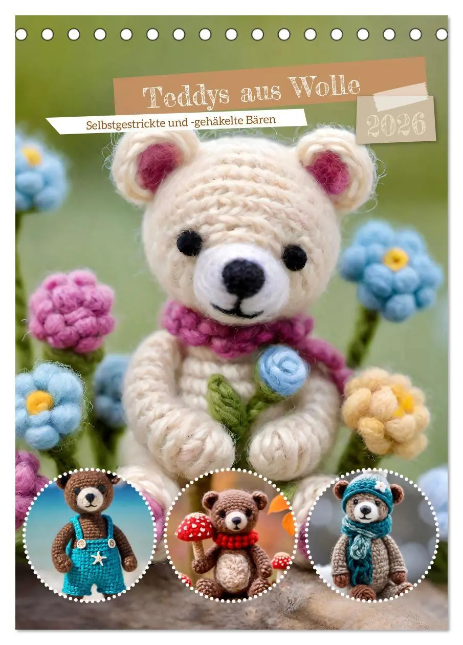Cover: 9783457269220 | Teddys aus Wolle (Tischkalender 2026 DIN A5 hoch), CALVENDO...