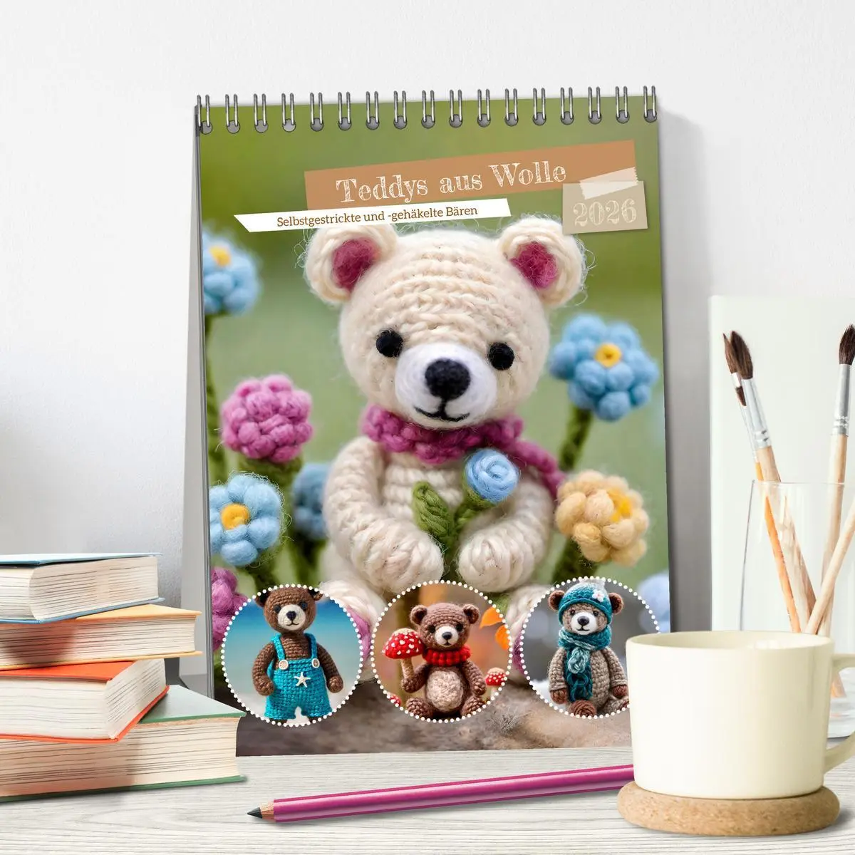 Bild: 9783457269220 | Teddys aus Wolle (Tischkalender 2026 DIN A5 hoch), CALVENDO...
