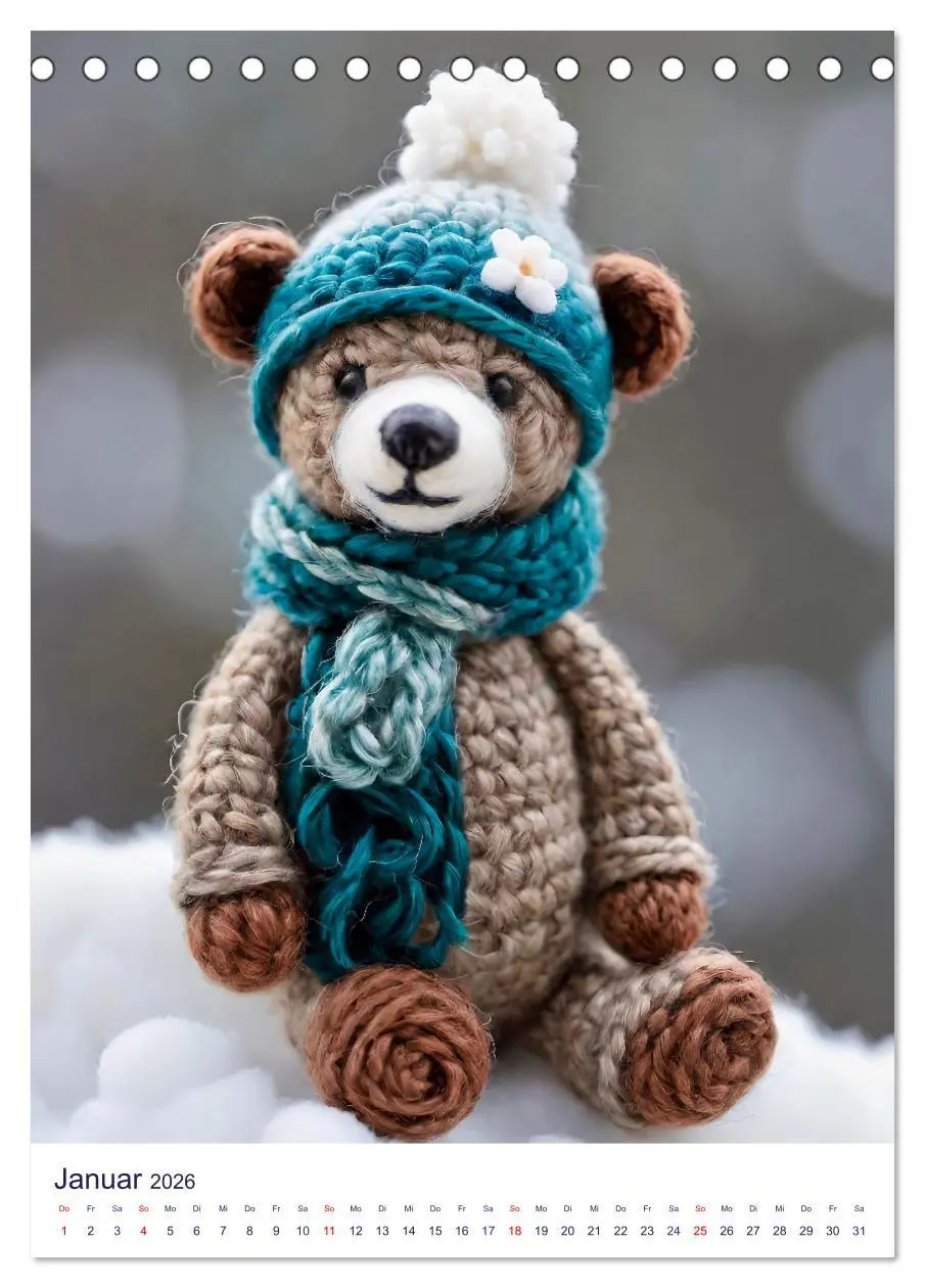 Bild: 9783457269220 | Teddys aus Wolle (Tischkalender 2026 DIN A5 hoch), CALVENDO...