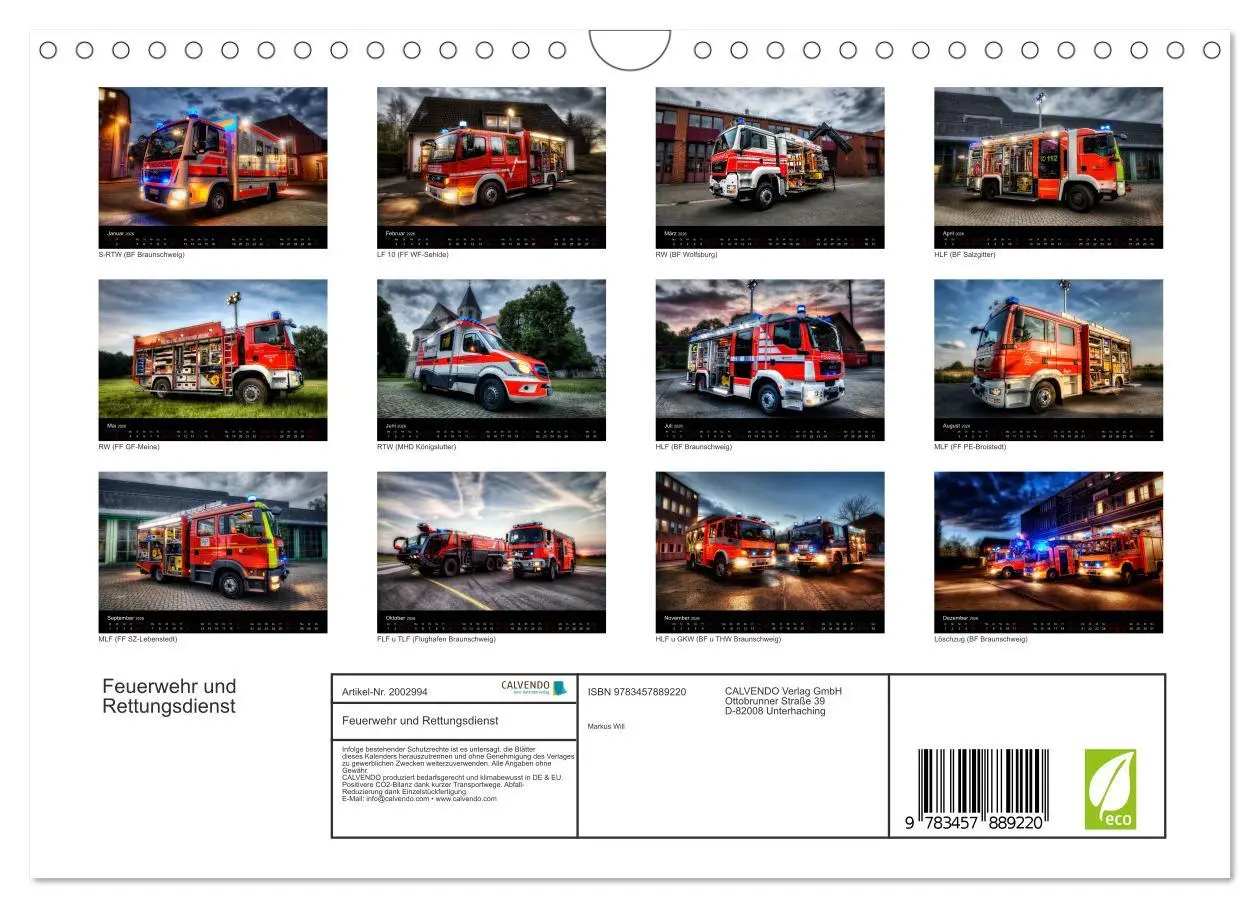 Bild: 9783457889220 | Feuerwehr und Rettungsdienst (Wandkalender 2026 DIN A4 quer),...