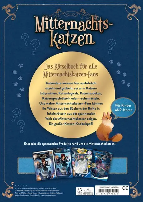 Bild: 9783473489220 | Mitternachtskatzen: Das große Rätselbuch | Elena Bruns | Taschenbuch
