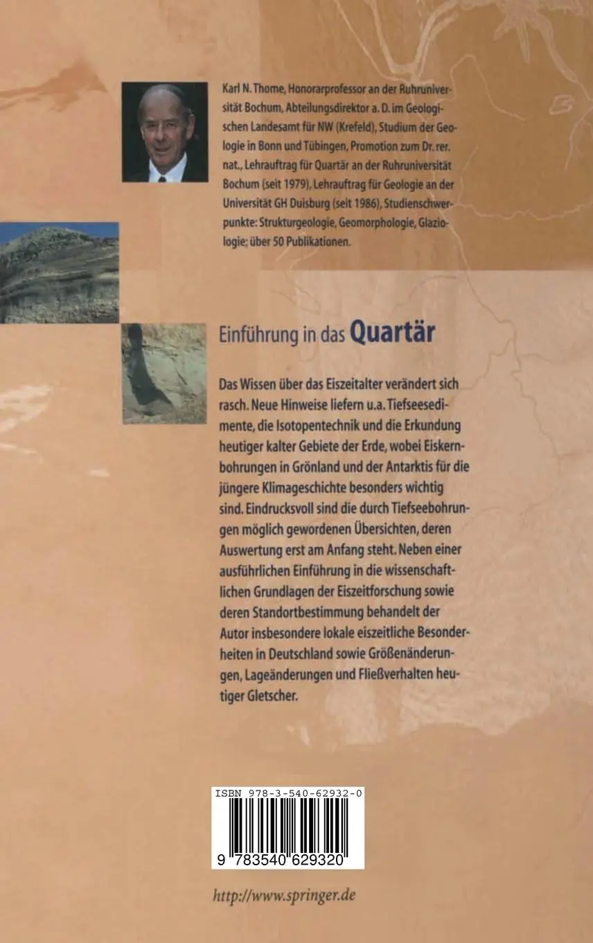 Rückseite: 9783540629320 | Einführung in das Quartär | Das Zeitalter der Gletscher | Thome | Buch