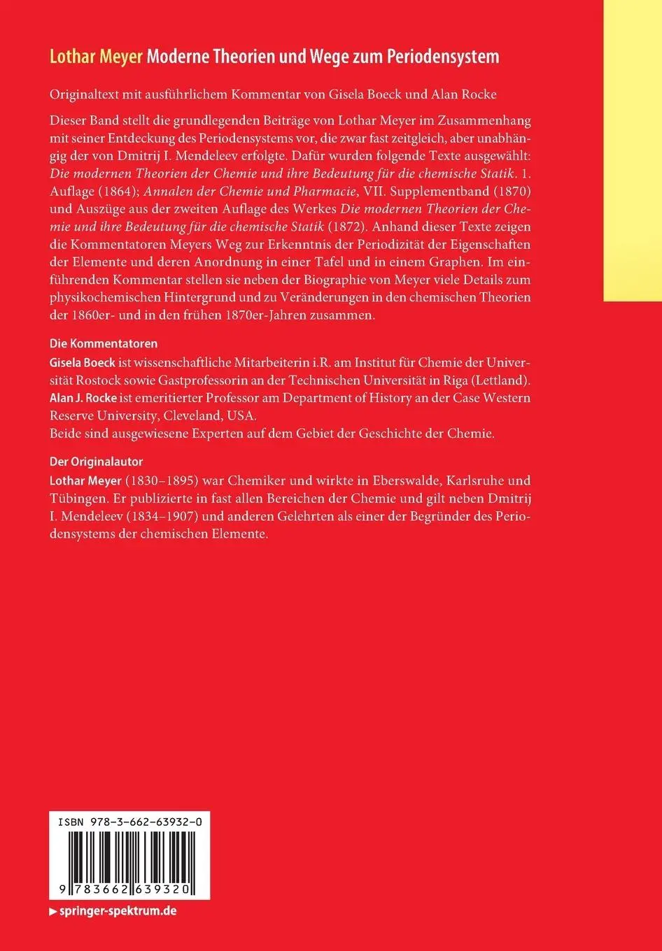 Rückseite: 9783662639320 | Lothar Meyer | Moderne Theorien und Wege zum Periodensystem | Buch