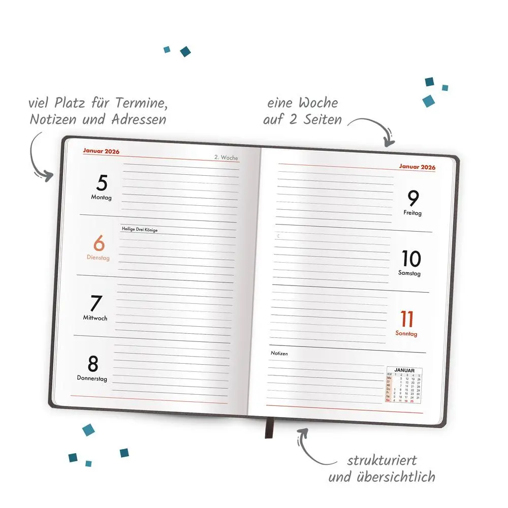 Bild: 4251901509420 | Trötsch Taschenkalender A6 Soft Touch Anthrazit 2026 | KG | Kalender