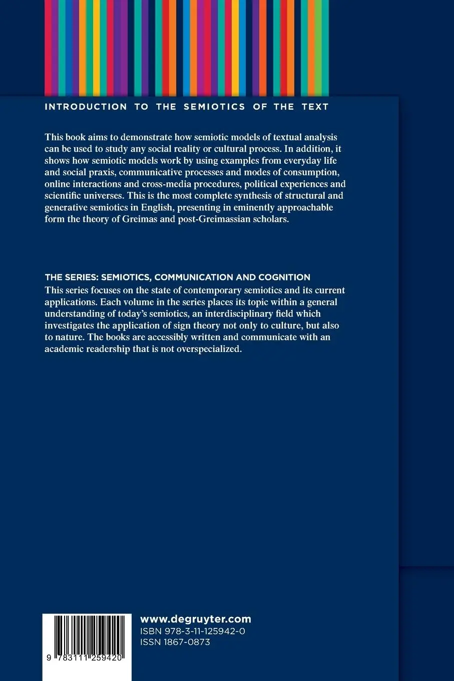 Rückseite: 9783111259420 | Introduction to the Semiotics of the Text | Gianfranco Marrone | Buch