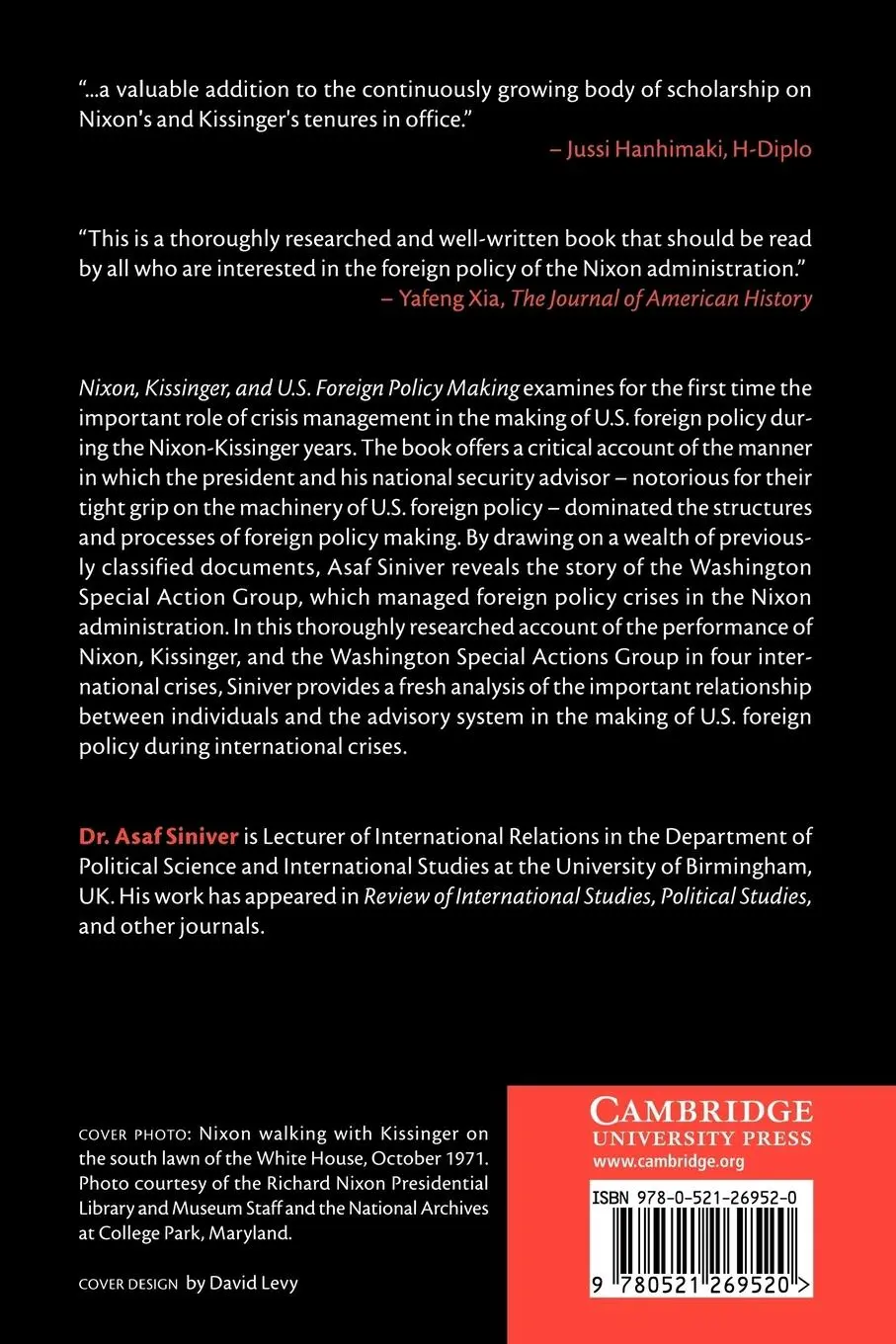 Rückseite: 9780521269520 | Nixon, Kissinger, and U.S. Foreign Policy Making | Asaf Siniver | Buch