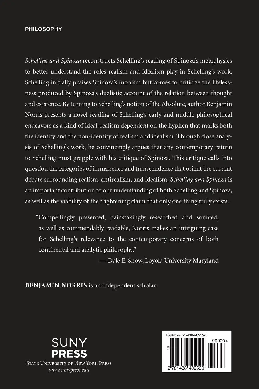 Rückseite: 9781438489520 | Schelling and Spinoza | Realism, Idealism, and the Absolute | Norris